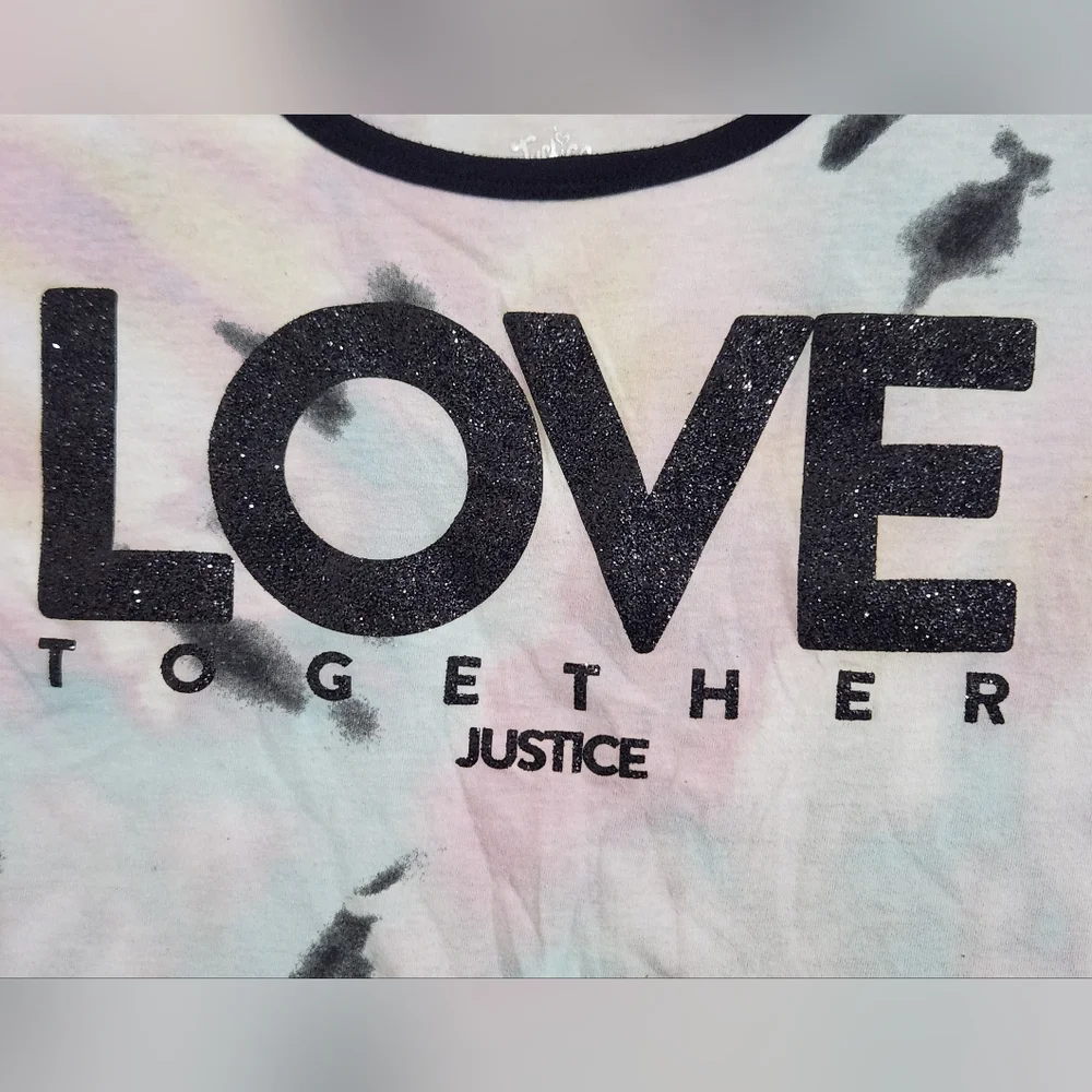 Bundle 2 Justice Short Sleeve Tees with Graphic Designs Size M (10)